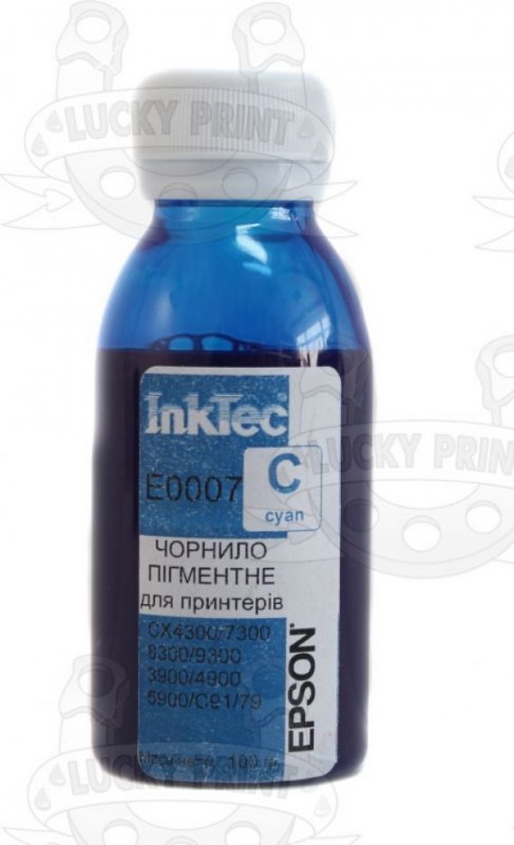 фото Пигментные чернила E0007 InkTec Cyan изображение Пигментные чернила IT E0007 InkTec Cyan (100 ml) для Epson