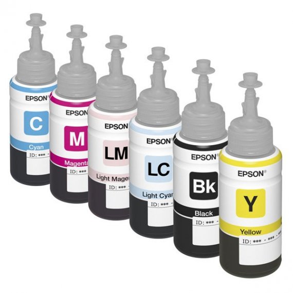 фото Оригинальные чернила для Epson 6*70 мл изображение Комплект оригинальных чернил для Epson L800, L805, L810, L850, L1800 L800 (6*70 ml)