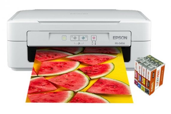 фото Epson Colorio PX-045A изображение МФУ Epson Colorio PX-045A с картриджами Lucky Print