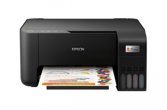 фото Epson L3210 с чернилами изображение МФУ Epson L3210 с СНПЧ и светостойкими чернилами Lucky Print